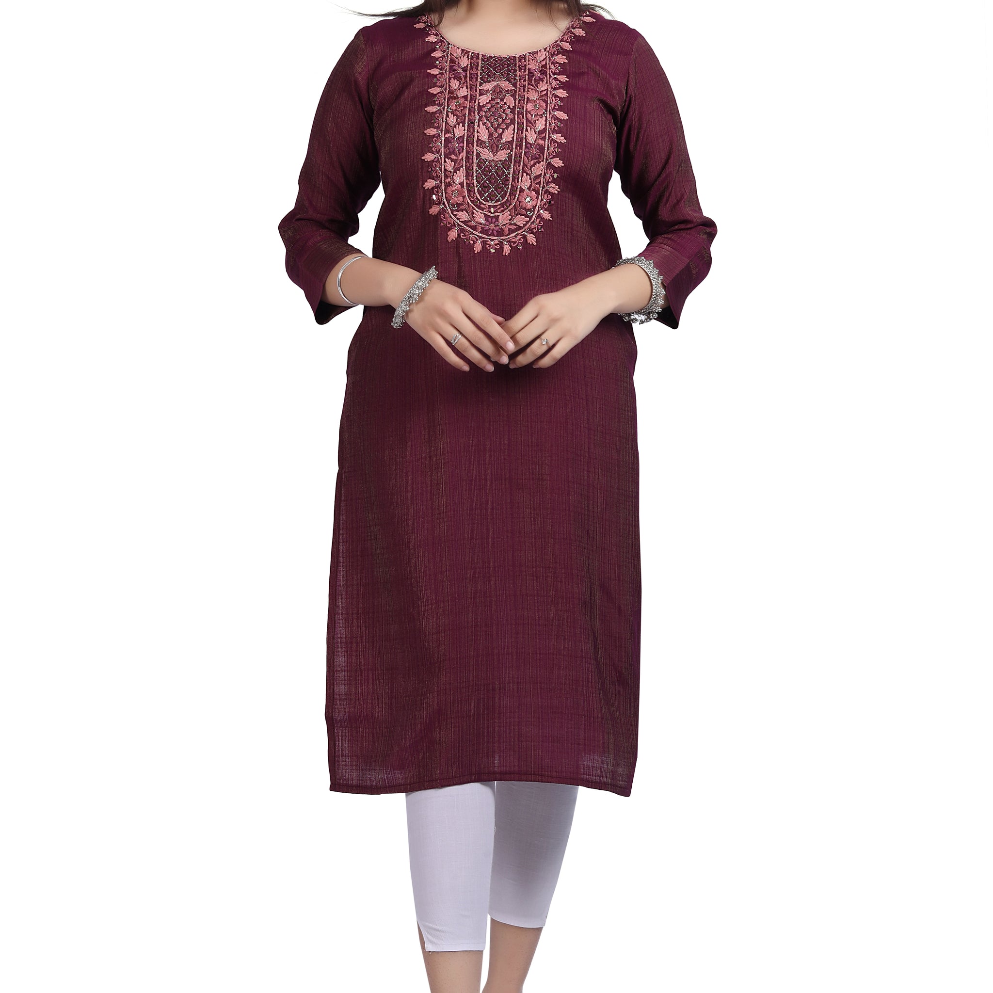 Gorgeous Mirror Embroidery Shimmer Rayon Kurti - Stylish and Elegant