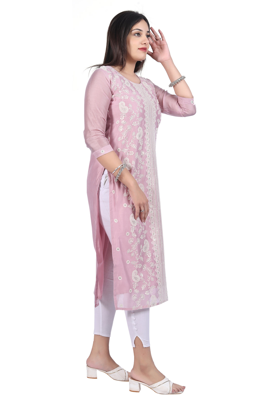 Luxe Elegance: Embroidered Silk Kurti