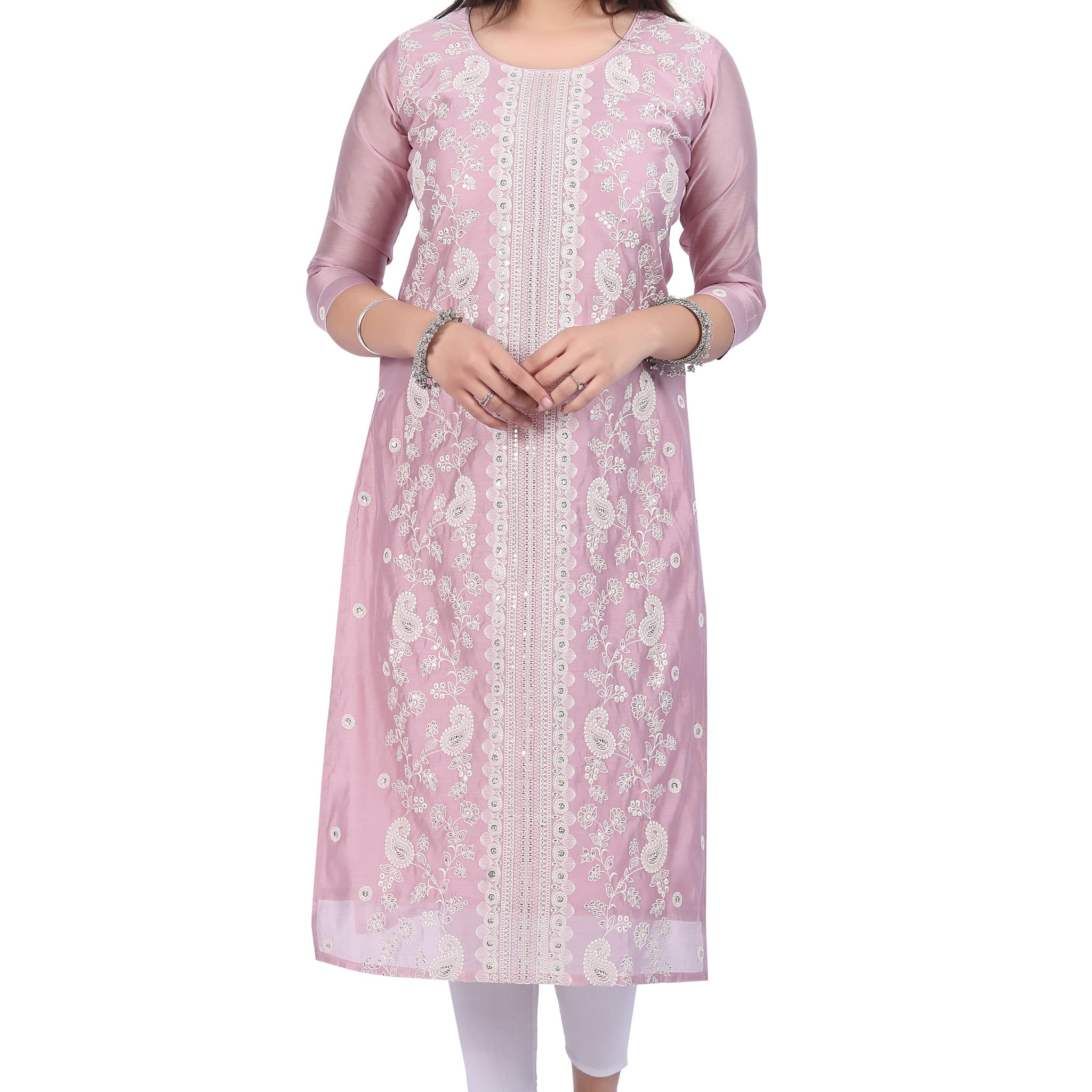 Luxe Elegance: Embroidered Silk Kurti