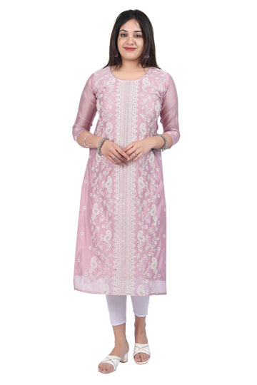 Luxe Elegance: Embroidered Silk Kurti