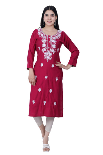 Opulent Elegance: Fully Fine Embroidery Silk Kurti