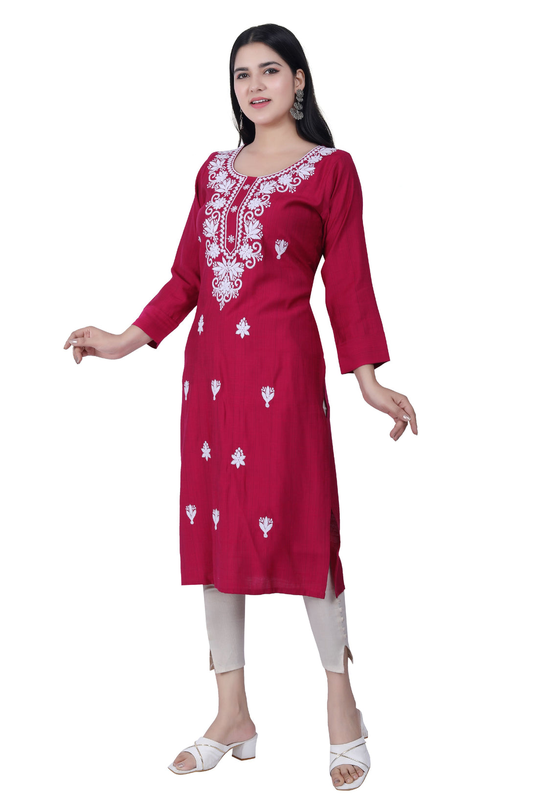 Opulent Elegance: Fully Fine Embroidery Silk Kurti