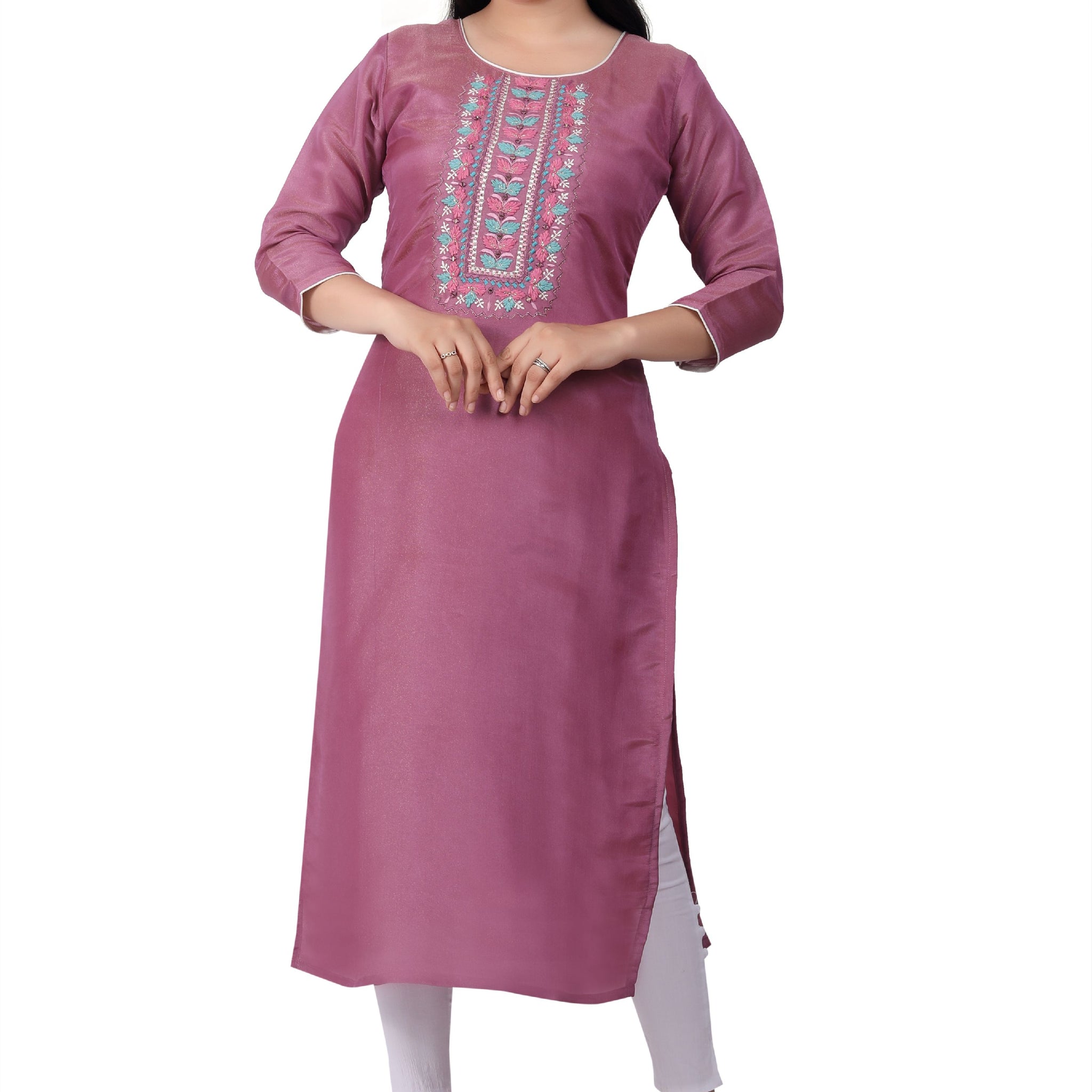 Radiant Mauve Shimmer: Simmer Silk Kurti