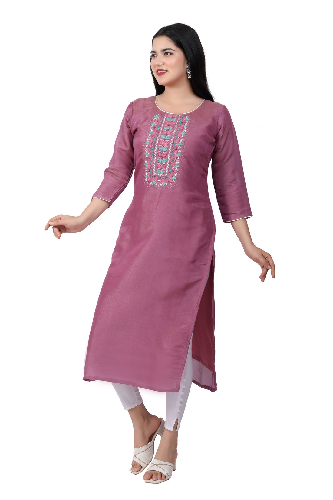 Radiant Mauve Shimmer: Simmer Silk Kurti