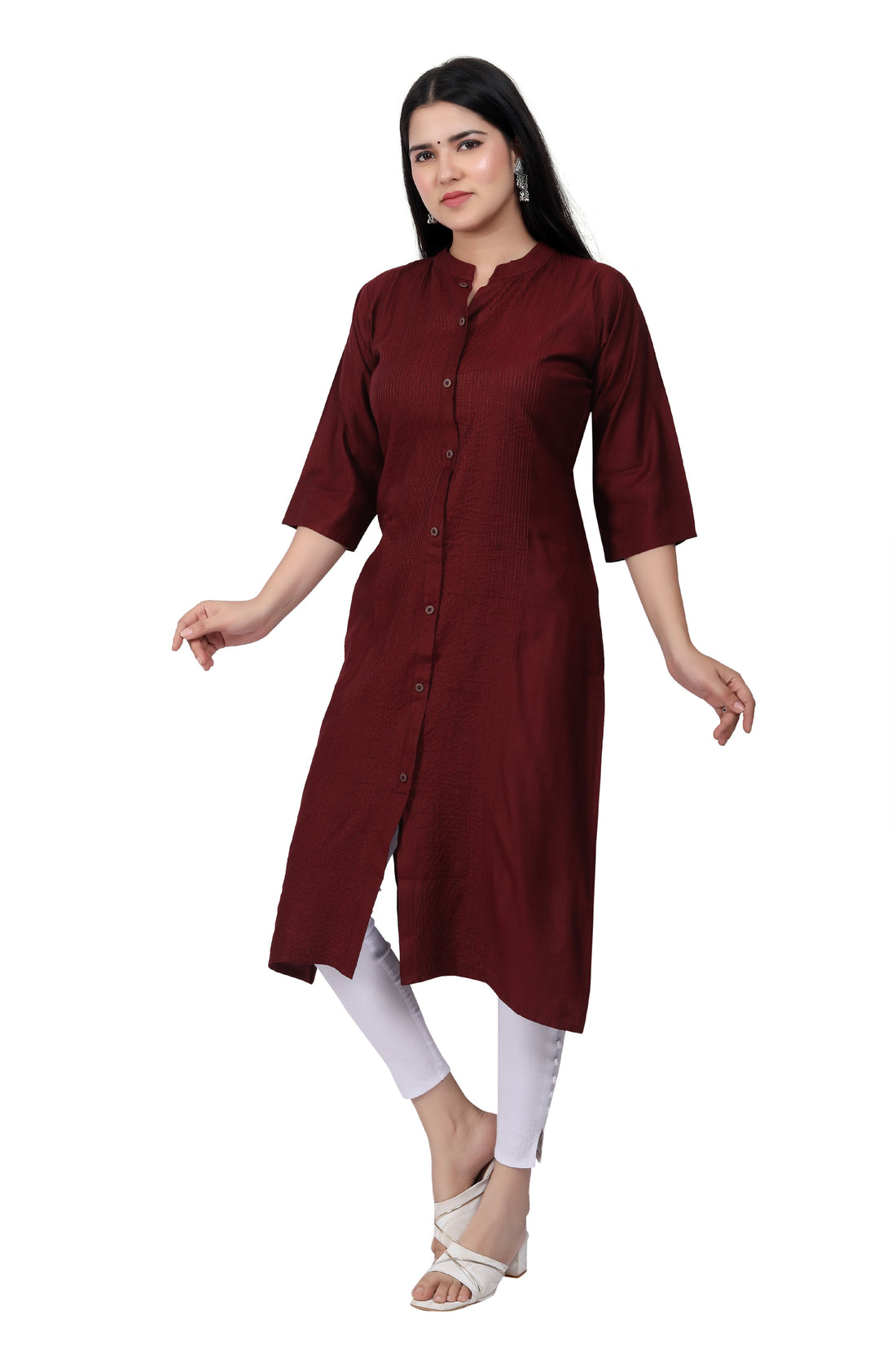 Exquisite Jaal Embroidered Silk Kurti - Elegance Redefined